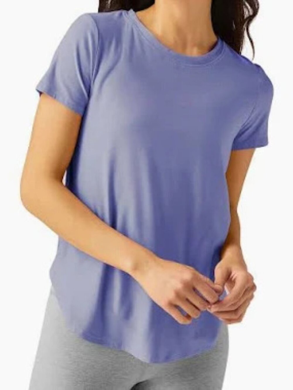 Beyond Yoga Purple Space Dye On The Down Low Short Sleeve Tee